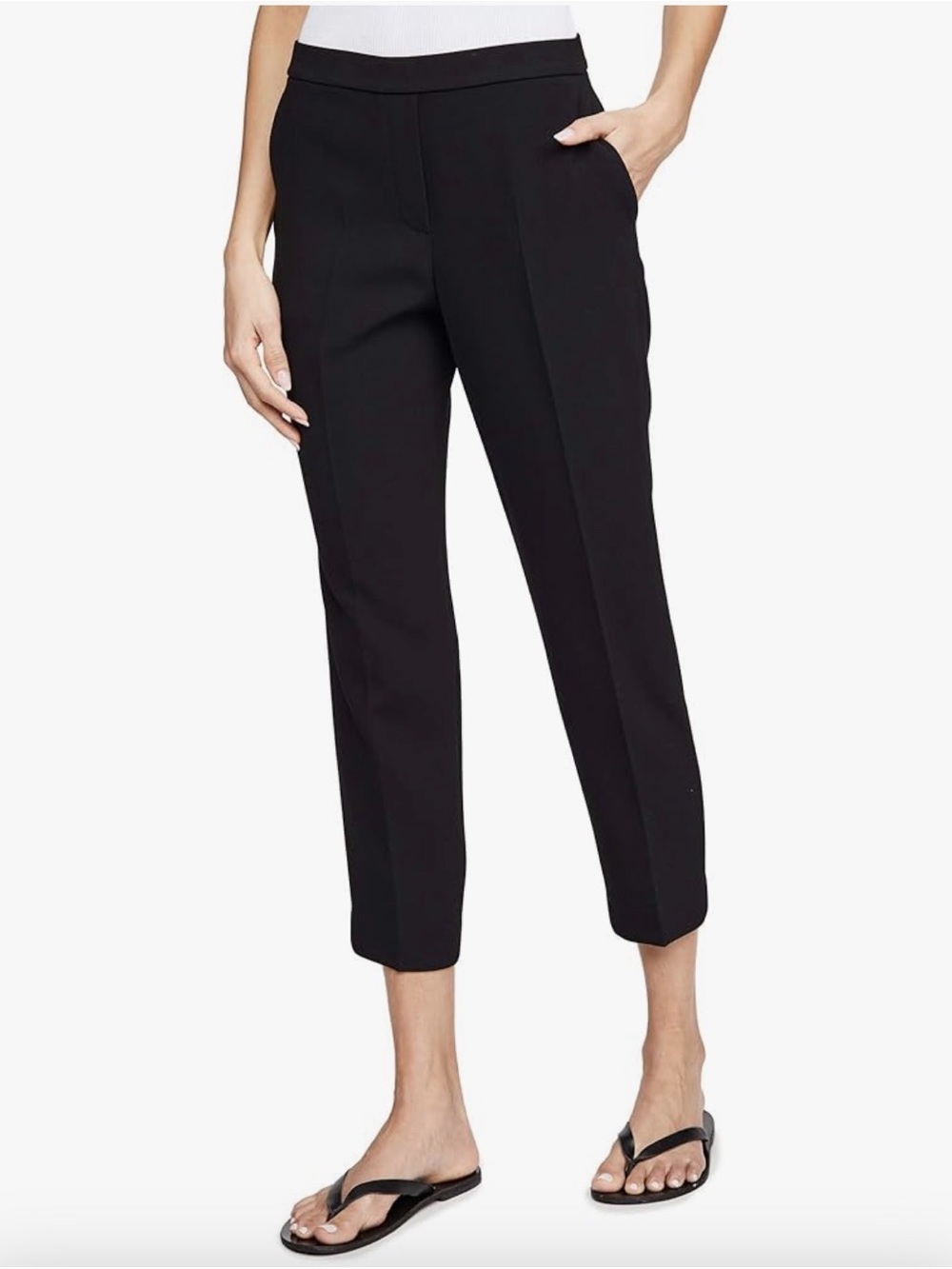 Theory Black Cropped Straight-Leg Ankle Pants